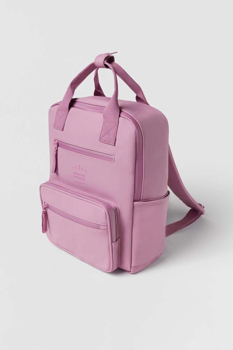 KIDS SINGLE COLOR RUBBERIZED BACKPACK Mauve ZARA United States